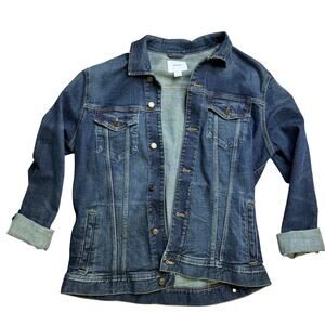 OLD NAVY JEAN JACKET WORKWEAR L LARGE BLUE DETROIT WORK USED VINTAGE COTTON